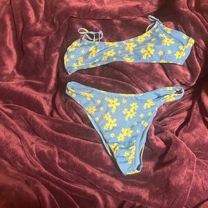 blue flower bikini